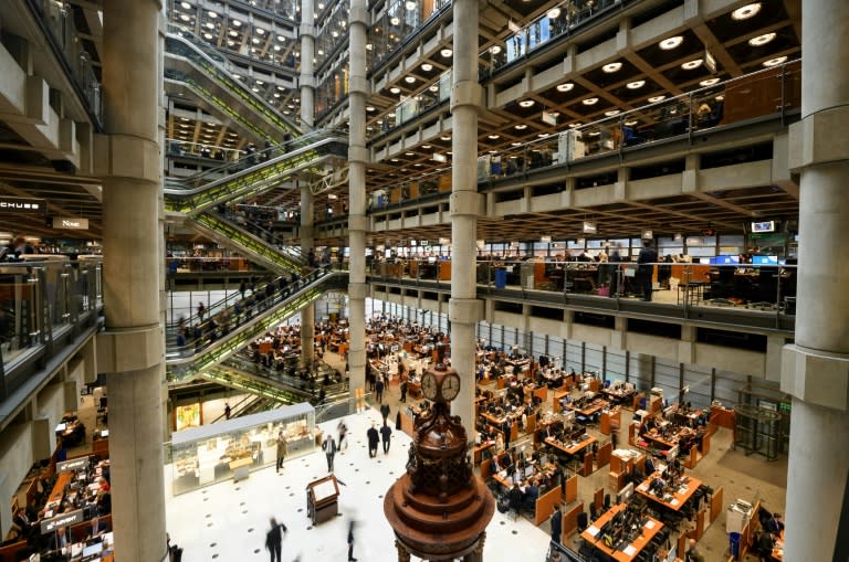 This photo taken on April 27, 2016 shows the interior of Lloyd's of London, the centuries-old insurance market, in central London