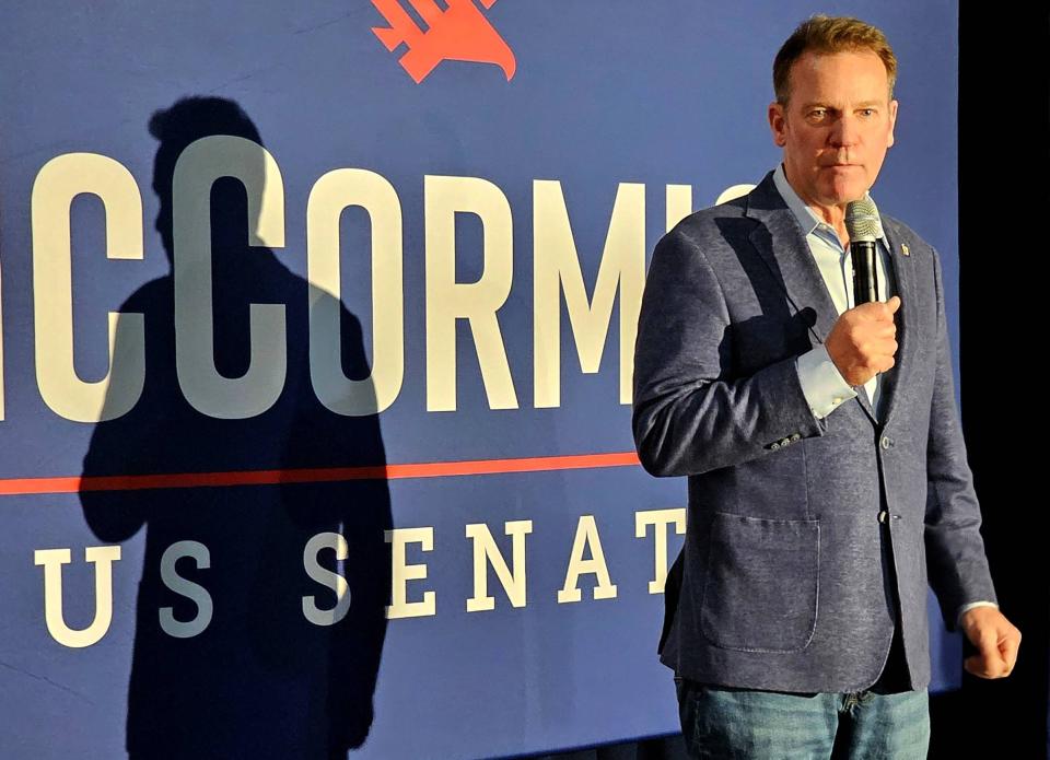 Pennsylvania state Sen. Dan Laughlin, R-49th Dist., tells fellow Republicans that Erie County is not only the most important county in Pennsylvania in the 2024 election, but also the most important in the entire country. Laughlin was speaking at a campaign event at Voodoo Brewing Co. in Erie on April 24.