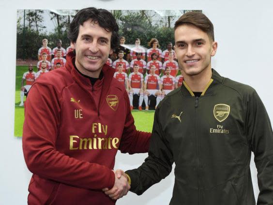 Arsenal new signing Denis Suarez with Unai Emery (Arsenal FC via Getty Images)