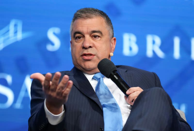 FILE PHOTO: David Bossie, Donald Trump's deputy campaign manager and political activist, speaks during the SALT conference in Las Vegas