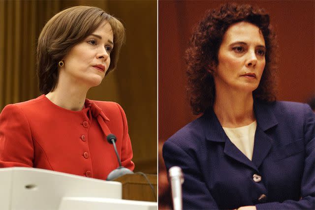 <p>Byron Cohen / FX / Courtesy: Everett; Bill Nation/Sygma via Getty </p> Sarah Paulson as Marcia Clark in 'The People v. O.J. Simpson'; the real Marcia Clark during the murder trial