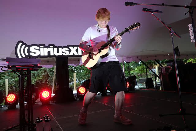 <p>Kevin Mazur/Getty</p> Ed Sheeran performs live for SiriusXM at the Stephen Talkhouse in Amagansett, New York.