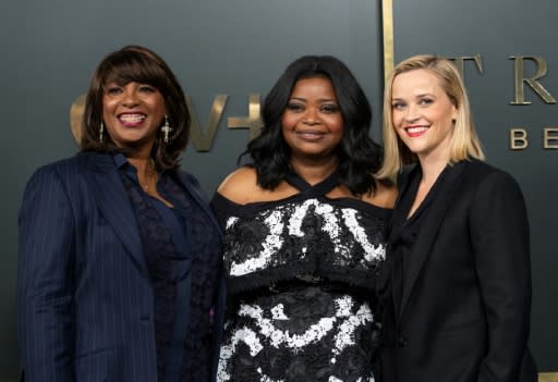 Producer Nichelle D. Tramble, star Octavia Spencer and executive producer Reese Witherspoon created Apple TV+'s true crime podcast-themed drama "Truth Be Told"