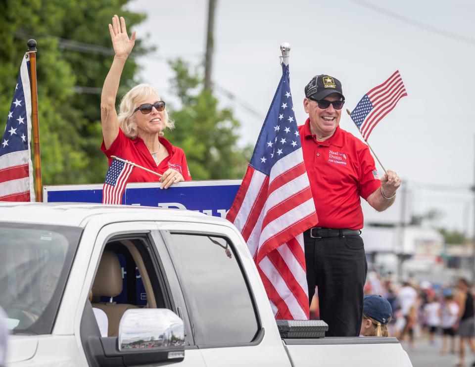 Lynn Haven hosted 4th of July Parade Monday, July 4, 2022. The parade was part of the cityÕs Proud to be an American festival. Neal Dunn waves to the crowd along the parade route.