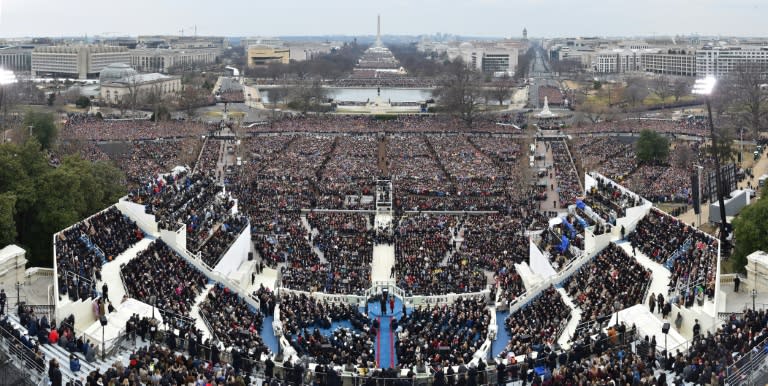 A panoramic view of US President Donald Trump's Inauguration on January 20, 2017 at the US Capitol