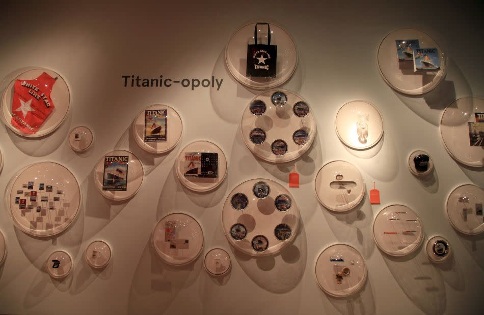 Titanic mechandise is exhibited at the SeaCity Museum's Titanic exhibition on April 3, 2012 in Southampton, England.