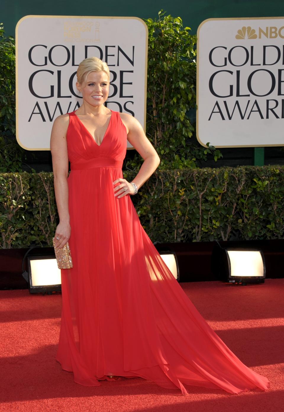 Megan Hilty arrives at the 70th Annual Golden Globe Awards at the Beverly Hilton Hotel on Sunday Jan. 13, 2013, in Beverly Hills, Calif. (Photo by John Shearer/Invision/AP)