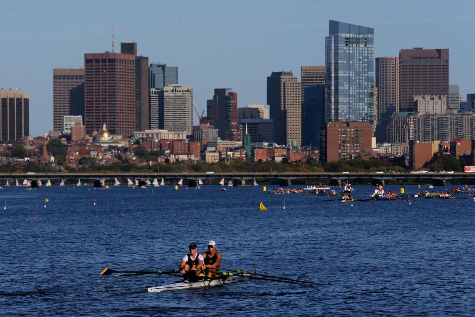 BOSTON, MA - OCTOBER 21: A view of the city skyline during the Head of the Charles Regatta on October 21, 2017 in Boston, Massachusetts. (Photo by Maddie Meyer/Getty Images)