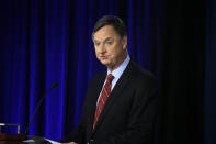 FILE - Charles Evans, president of the Federal Reserve Bank of Chicago, speaks at a conference involving its review of its interest-rate policy strategy and communications on June 4, 2019, in Chicago. Evans is retiring after 15 years as president, with economist Austan Goolsbee, a top economic adviser to President Barack Obama, replacing him next month, the regional Fed branch said Thursday, Dec. 1, 2022. (AP Photo/Kiichiro Sato, File)