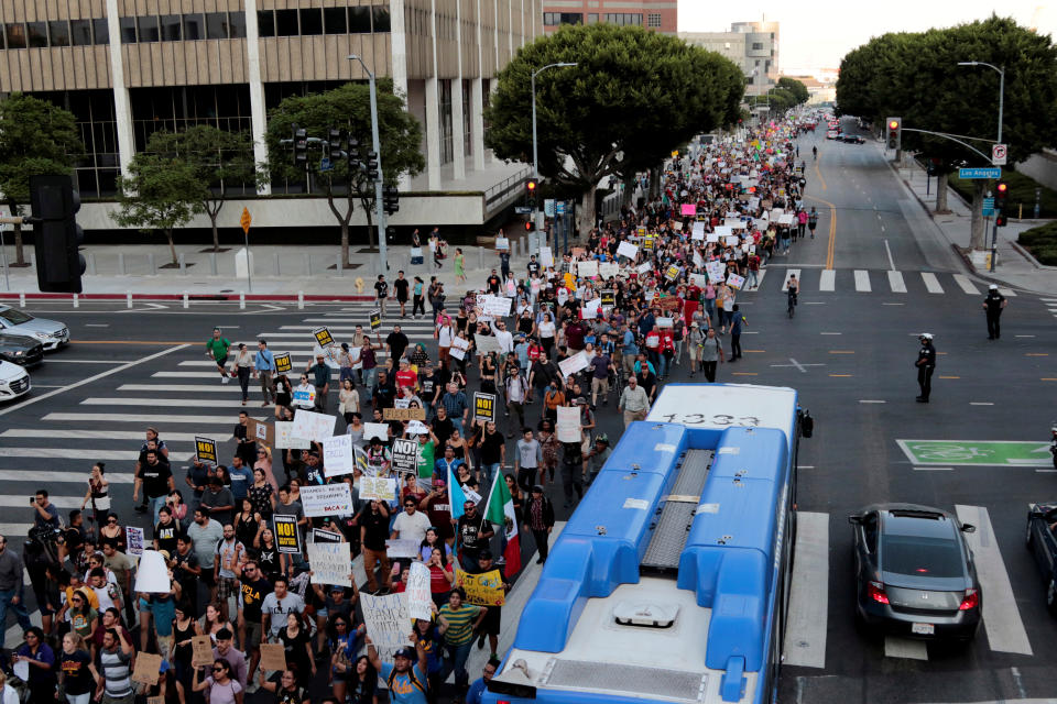 <p>Supporters of the Deferred Action for Childhood Arrivals (DACA) program march to City Hall in Los Angeles, Calif., Sept. 5, 2017. (Photo: Kyle Grillot/Reuters) </p>