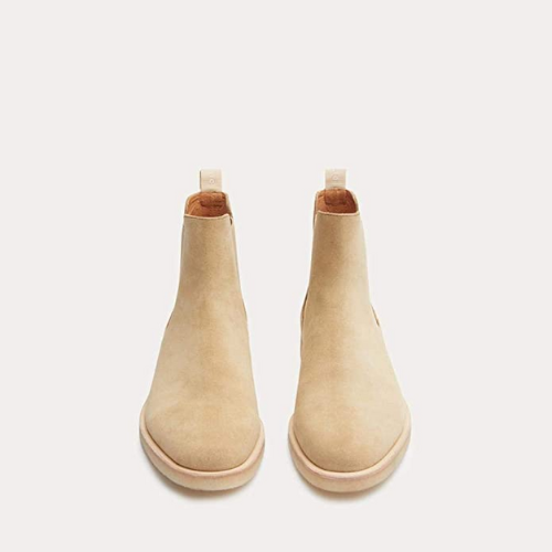 beige New Republic Sonoma Chelsea boots against white background