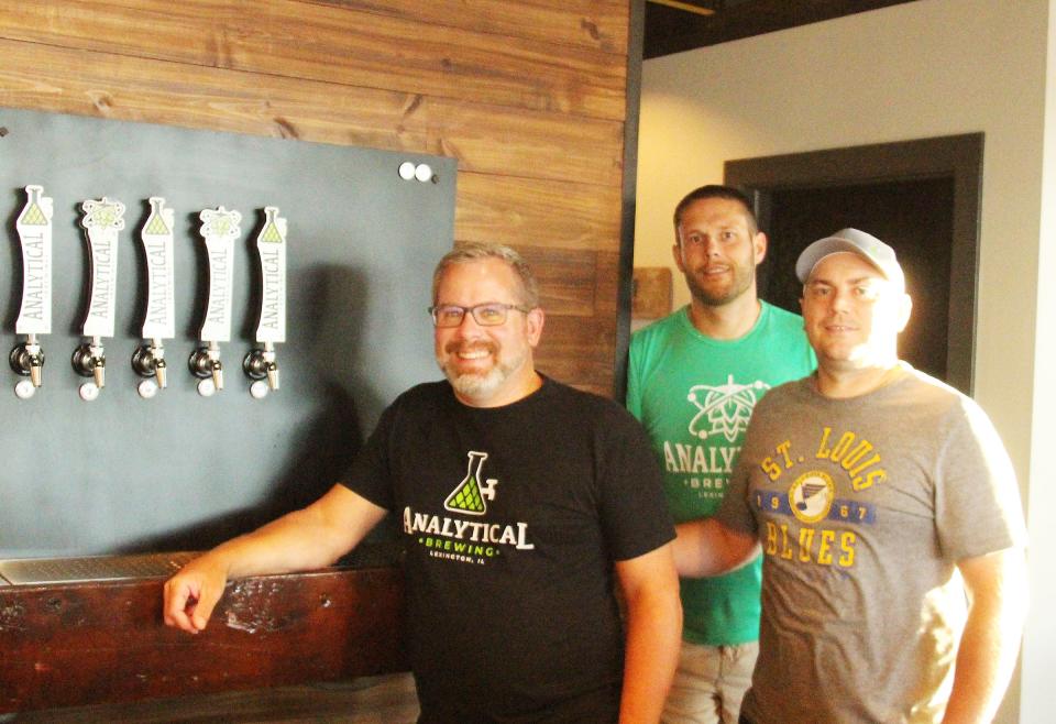 Owners, from left, Brian Graves, Nate Poehlman and Andy Arndt opened Analytical Brewing Co. in 2022 in downtown Lexington.