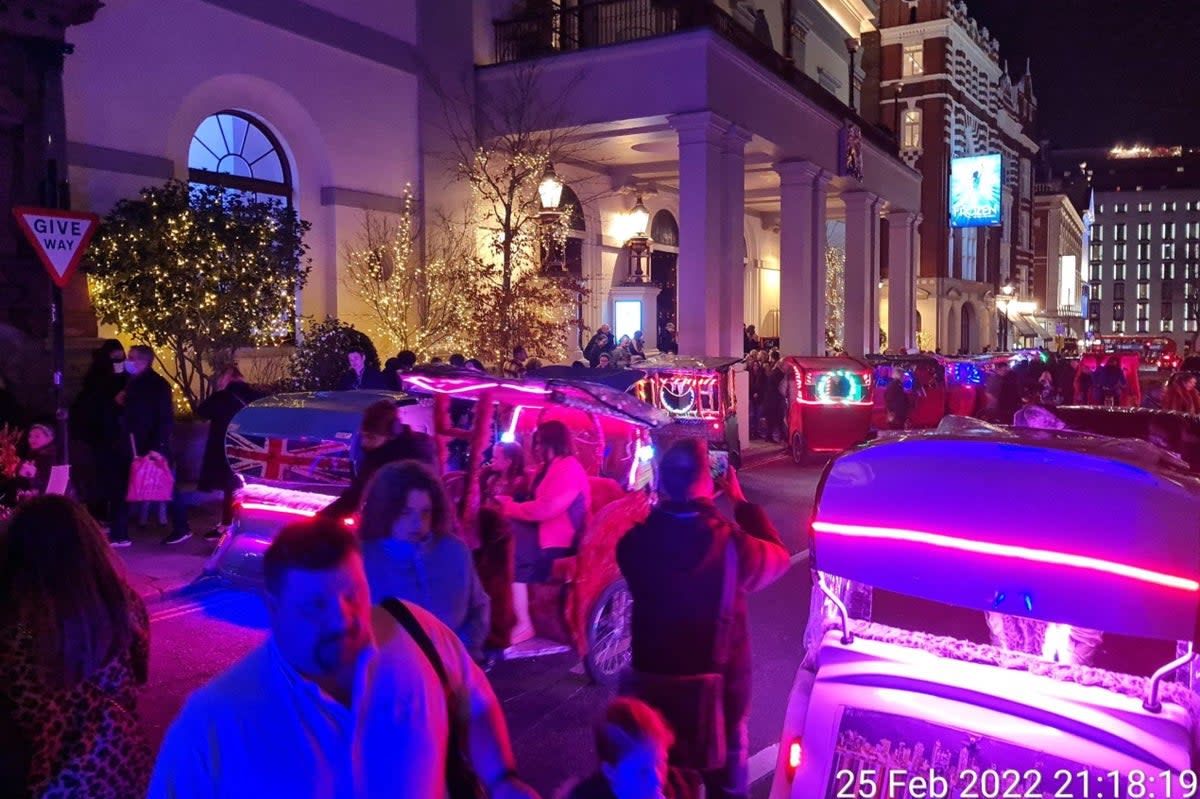 Pedicabs block roads in the West End  (Westminster Council)