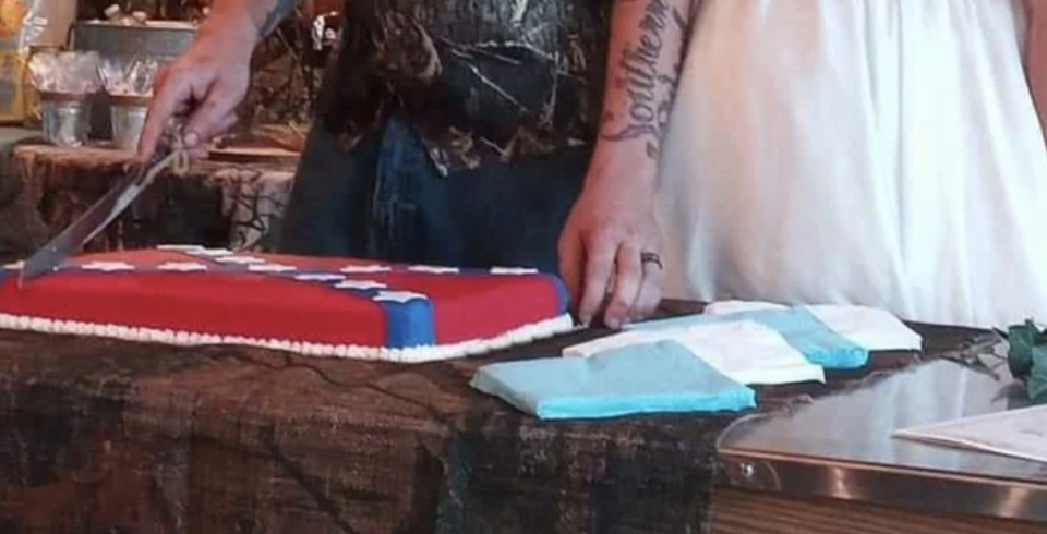 A cake with a Confederate flag on it