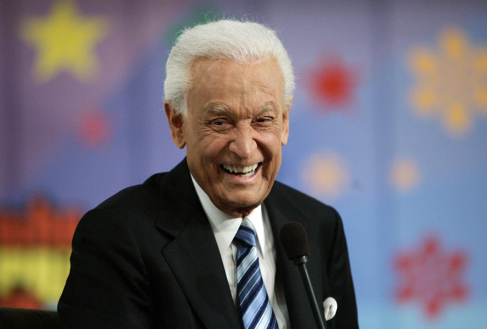 FILE - Legendary game show host Bob Barker, 83, smiles as he takes questions from the media after taping his final episode of "The Price Is Right" in Los Angeles on Wednesday, June 6, 2007. (AP Photo/Damian Dovarganes, File)