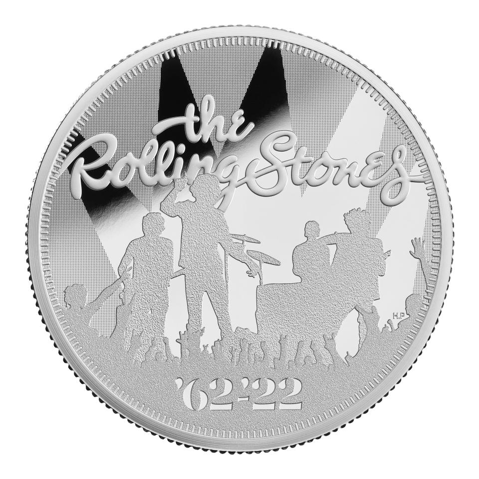 The reverse side of the Rolling Stone 2oz silver coin. Photo: Royal Mint via PA