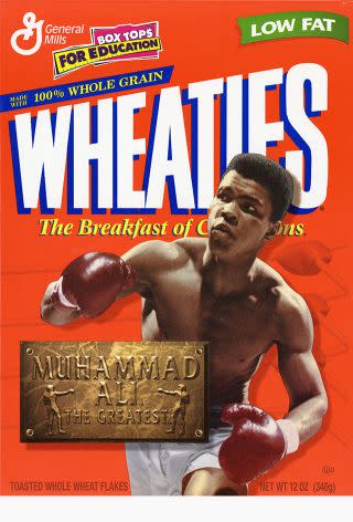 Muhammad Ali on the Wheaties box.