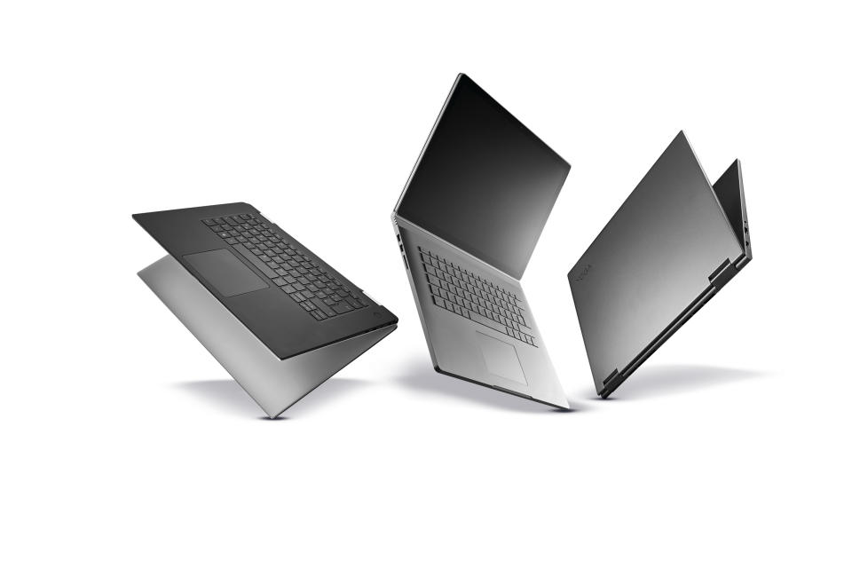 A group of premium two-in-one laptop computers, including (L-R) a Lenovo Yoga 730-15IKb, Microsoft Surface Book 2 and a Dell XPS 15 2-in-1, taken on October 5, 2018. (Photo by Neil Godwin/T3 Magazine/Future via Getty Images)