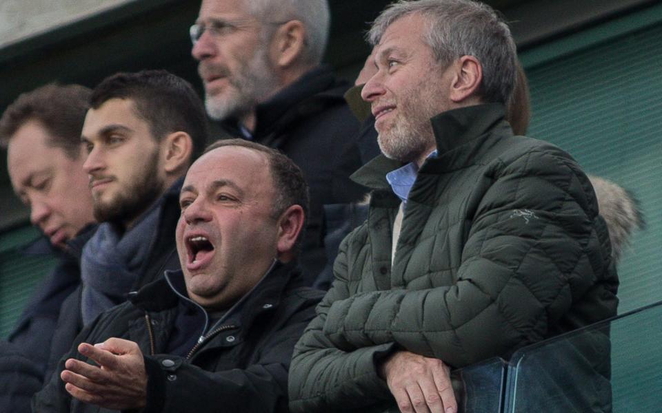 Roman Abramowich celebrates with close friend Eugene Shvidler