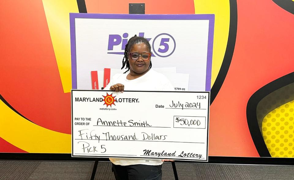 Annette Smith, of Martinsburg, W.Va., recently won $50,000 through a Maryland Lottery Pick 5 game.