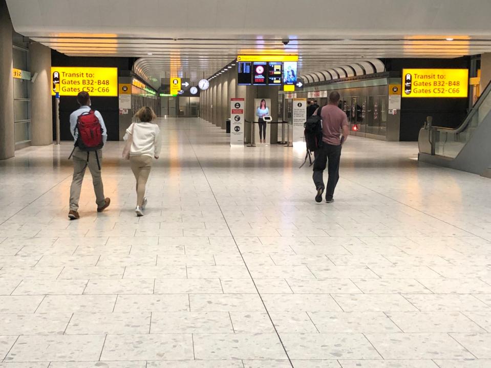 Empty quarter: departing passengers at Heathrow Terminal 5 (Simon Calder)