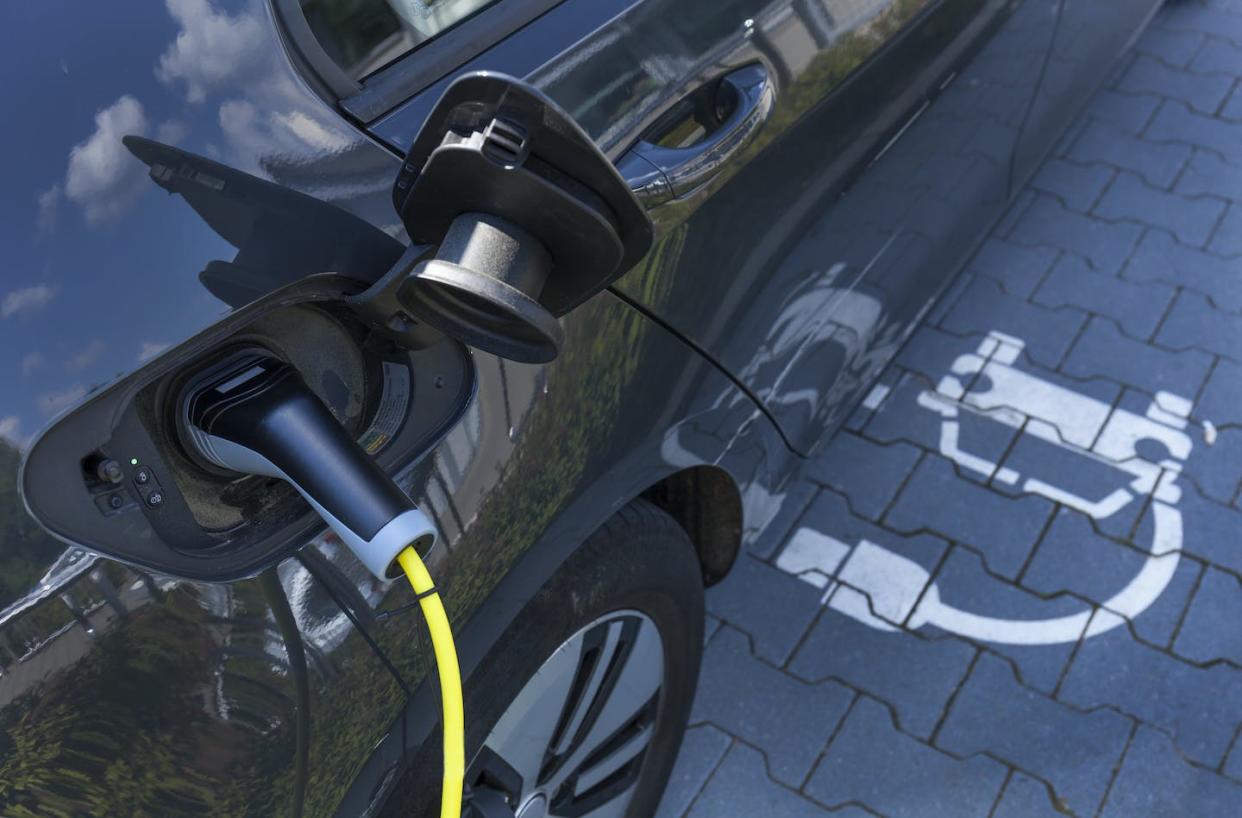 Charging at home is more convenient for apartment dwellers, too. <a href="https://www.gettyimages.com/detail/photo/charging-of-an-electric-car-royalty-free-image/1042703278" rel="nofollow noopener" target="_blank" data-ylk="slk:Westend61 via Getty Images;elm:context_link;itc:0;sec:content-canvas" class="link ">Westend61 via Getty Images</a>