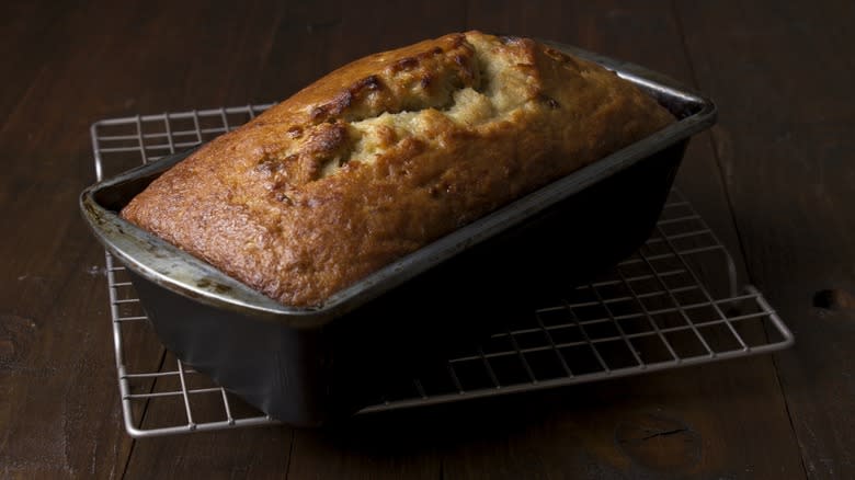 banana bread in loaf pan