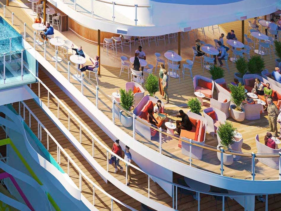 A rendering of Royal Caribbean International's Icon of the Seas cruise ship.