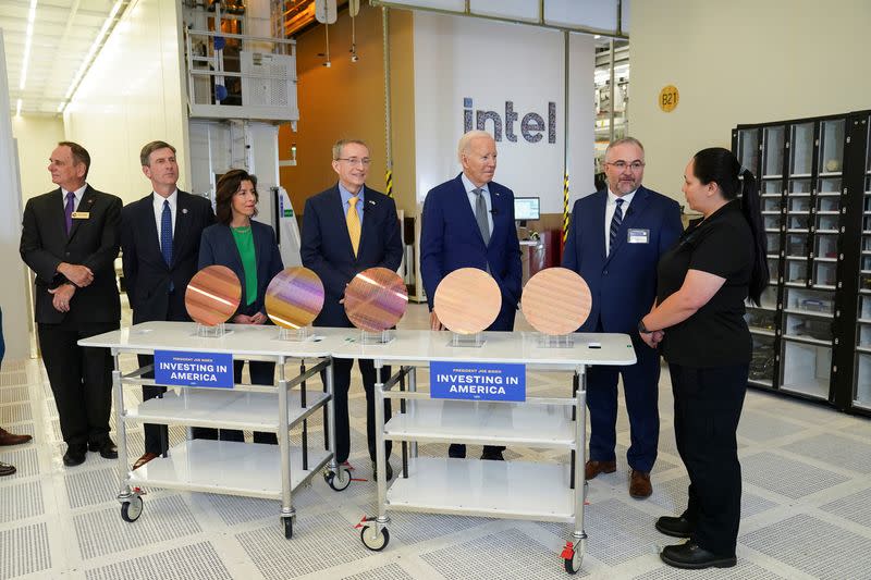 U.S. President Joe Biden tours the Intel Ocotillo Campus, in Chandler