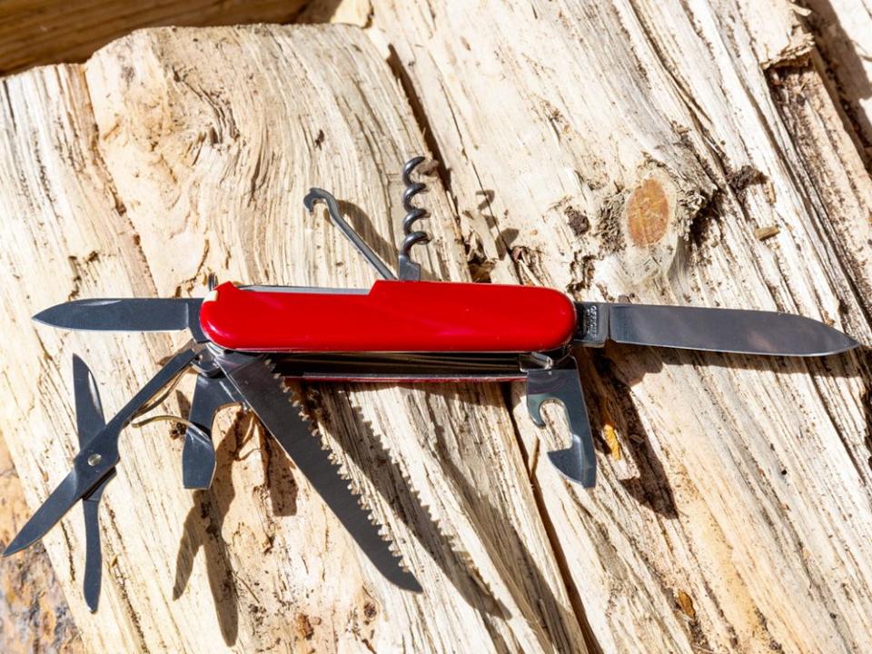 a knife on a wood surface