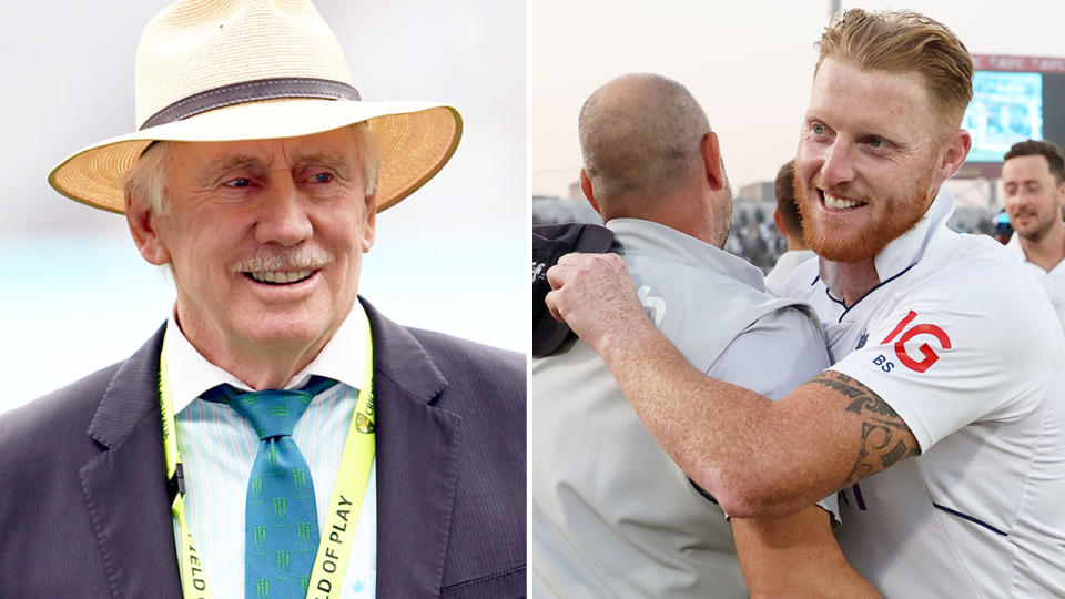 Pictured left is Aussie cricket great Ian Chappell and England captain Ben Stokes on the right.