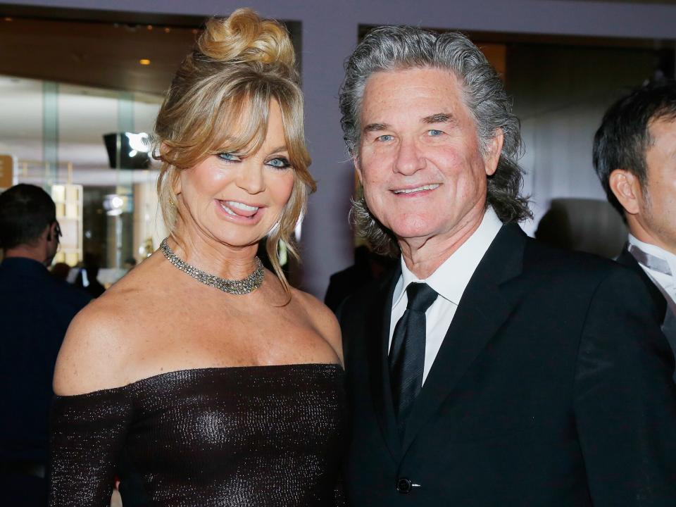 Goldie Hawn and actor Kurt Russell at the 74th Annual Golden Globe Awards held at the Beverly Hilton Hotel on January 8, 2017