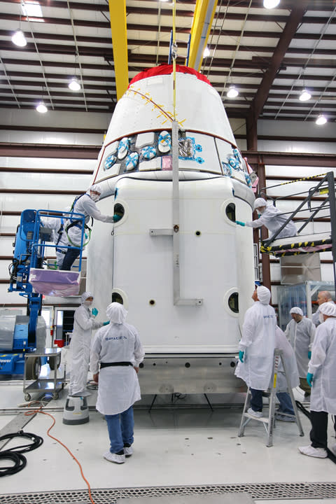 The spacecraft will launch on the upcoming SpaceX CRS-2 mission. The flight will be the second commercial resupply mission to the International Space Station by SpaceX. This image was released Jan. 14, 2013.