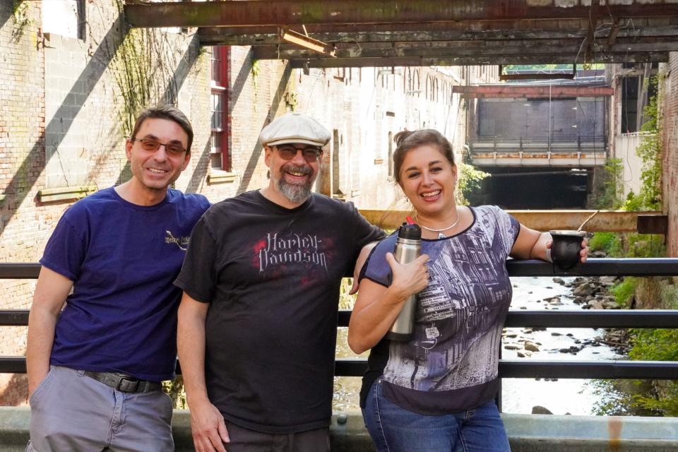 The three Round Table Brewery owners: from left, Dr. Javier Laurini, Dr. Maria José Vasena and Ricardo Petroni.