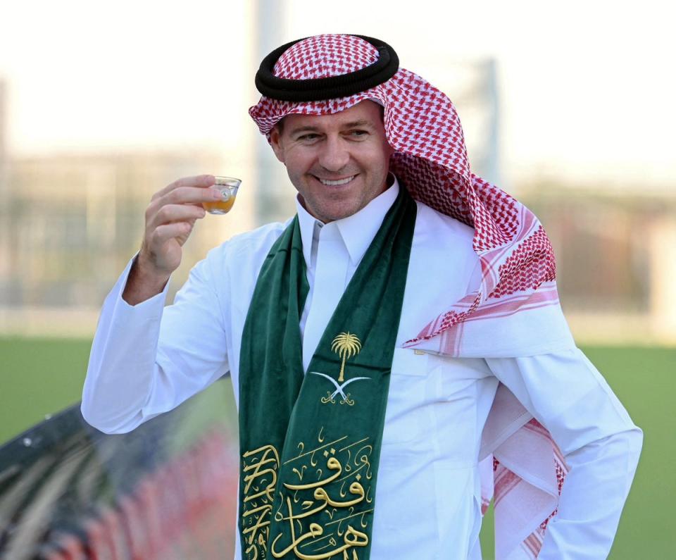 Steven Gerrard celebrating Saudi National Day (Reuters)