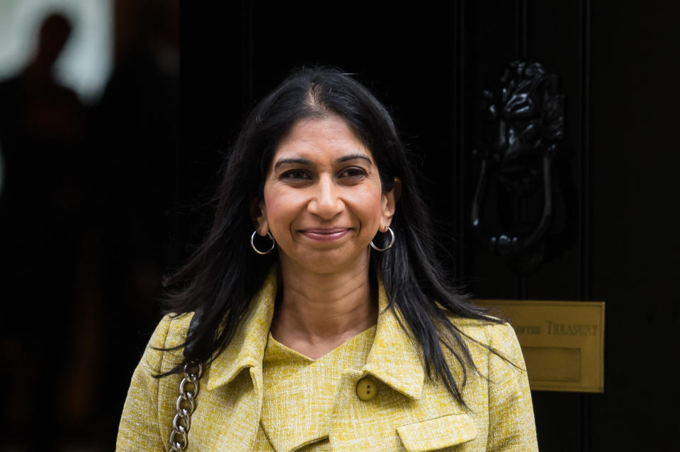 LONDON, UNITED KINGDOM - MAY 09, 2023: Secretary of State for the Home Department Suella Braverman leaves 10 Downing Street after attending the weekly Cabinet meeting in London, United Kingdom on May 09, 2023. (Photo credit should read Wiktor Szymanowicz/Future Publishing via Getty Images)