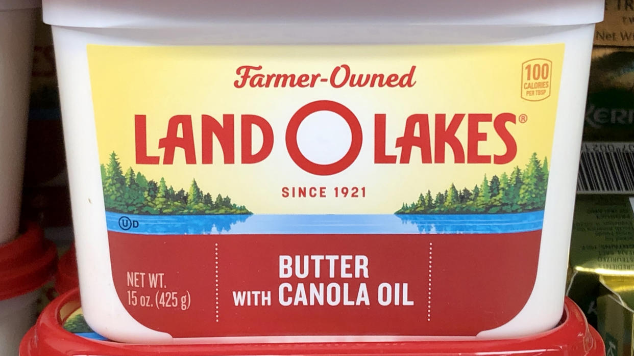 BILOXI, UNITED STATES - May 25, 2020: Close-up of new Land O Lakes butter label.