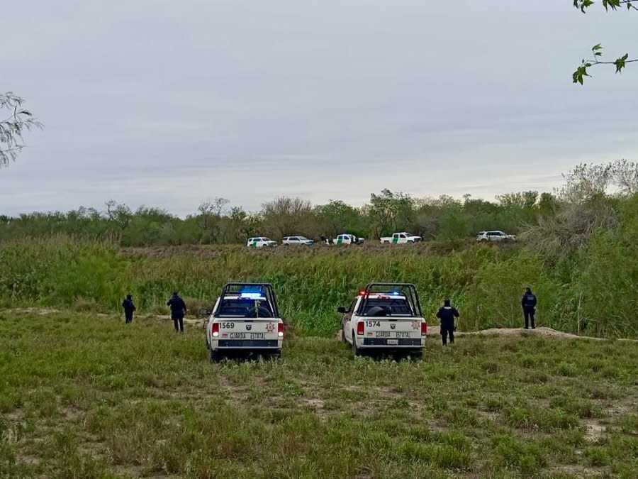 U.S. Border Patrol agents patrol the Rio Grande near Harlingen, Texas, on Oct. 31, 2023, while Mexican law enforcement patrol south of the river in what is called ‘mirrored patrols.’ (CBP Photo)