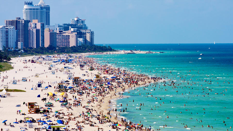 Miami south beach, view from port entry channel.