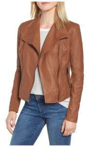 Andrew Marc Felix Leather Moto Jacket with Knit Panels