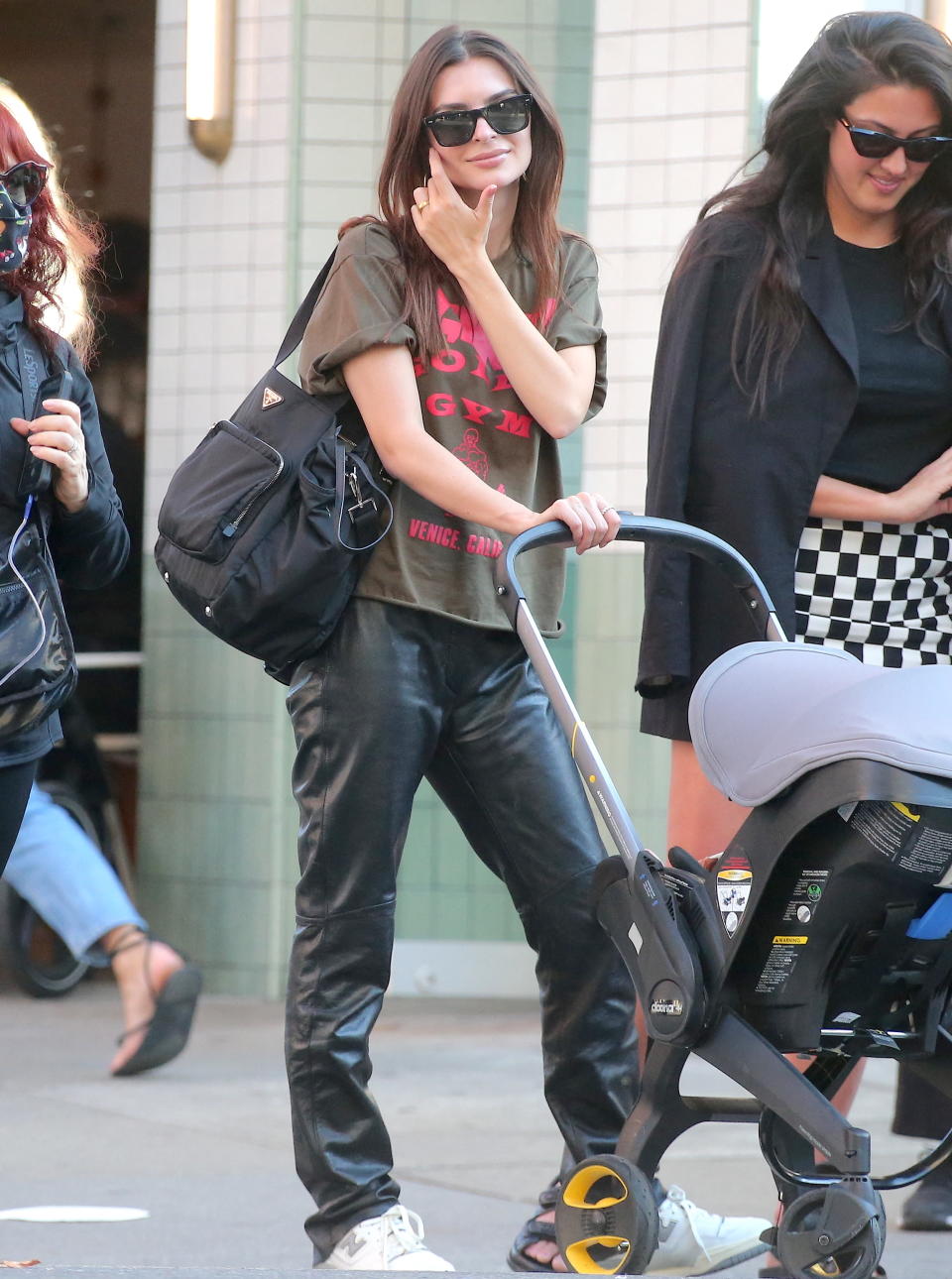 Emily Ratajkowski walks with her son, Sylvester, in New York City. - Credit: Dylan Travis/AbacaPress / SplashNews.com