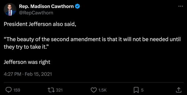 Online posts and websites claimed a quote belonged to Thomas Jefferson reading the beauty of the Second Amendment is that it will not be needed until they try to take it.