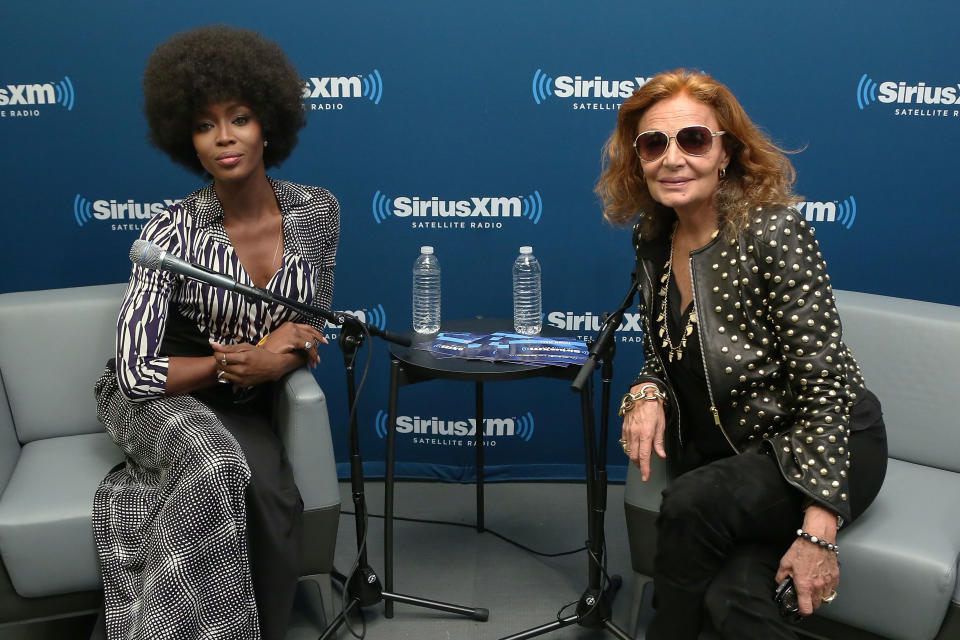 NEW YORK, NY - MARCH 11:  Supermodel Naomi Campbell and designer Diane von Furstenberg conduct a Town Hall at SiriusXM Studios on March 11, 2014 in New York City.  (Photo by Taylor Hill/Getty Images)