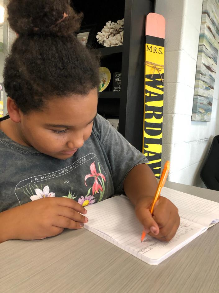 Alejandro Gonzalez, a MWES first grader, creates a color wheel lion in Amy Miller&#39;s art class.