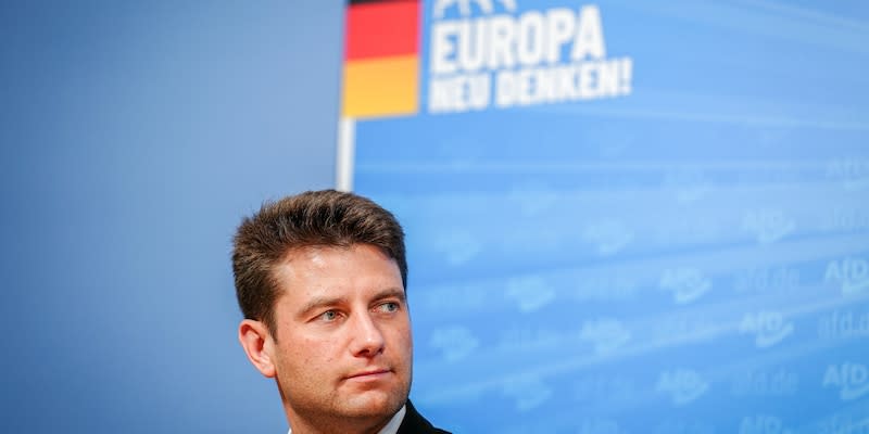 René Aust, Leiter der AfD-Delegation im Europaparlament, gibt am 10.06.2024 in Berlin eine Pressekonferenz nach der Europawahl.<span class="copyright">Kay Nietfeld/dpa</span>