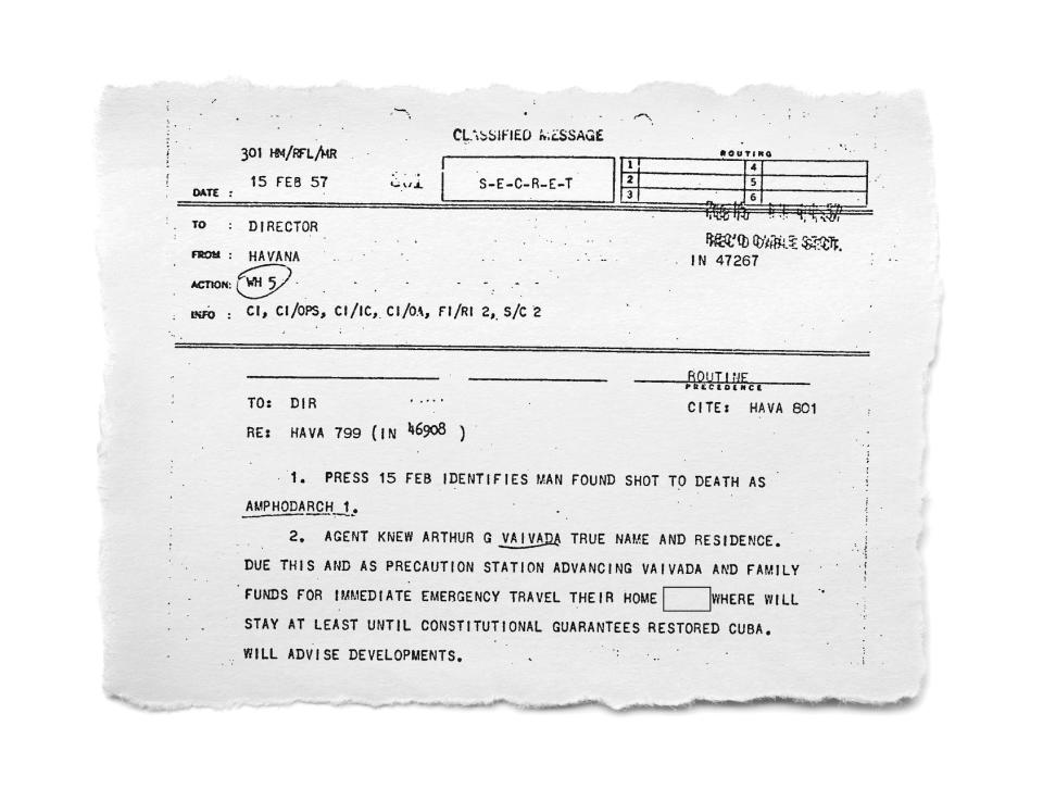 A 1957 CIA memo details the Crozier family's evacuation from Cuba after the shooting death of an agent handled by Ross Crozier.