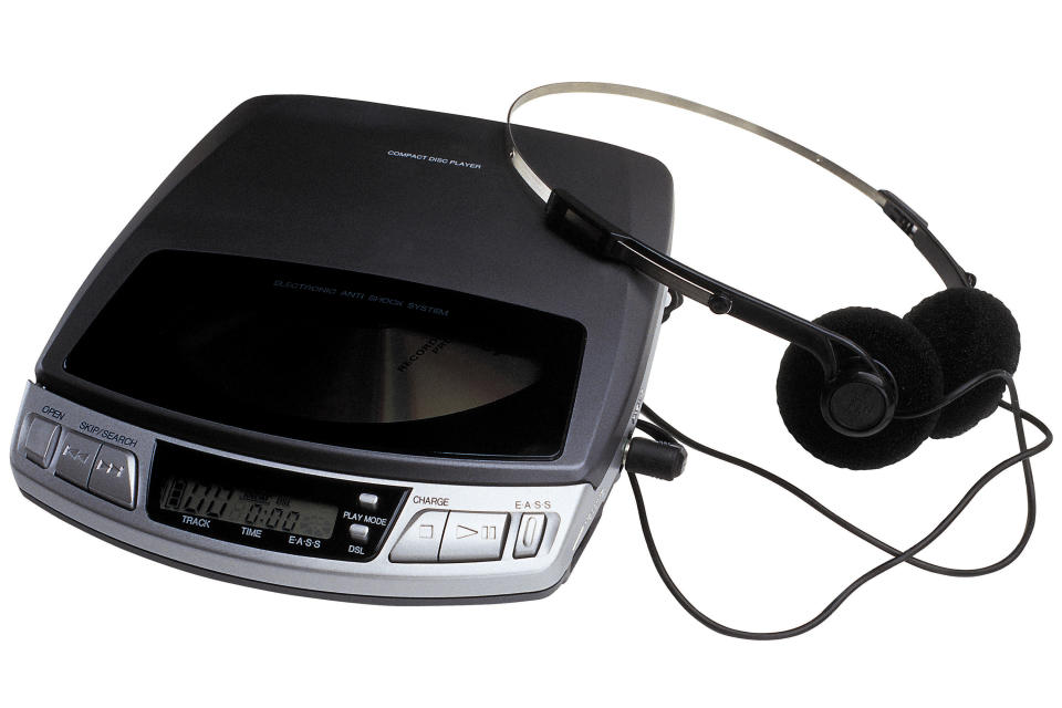 Stock image of portable CD player from the '90s