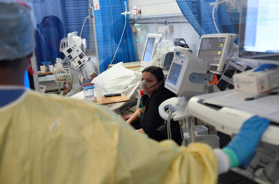 Image: A high-dependency unit at Milton Keynes University Hospital this week (Toby Melville / Reuters)