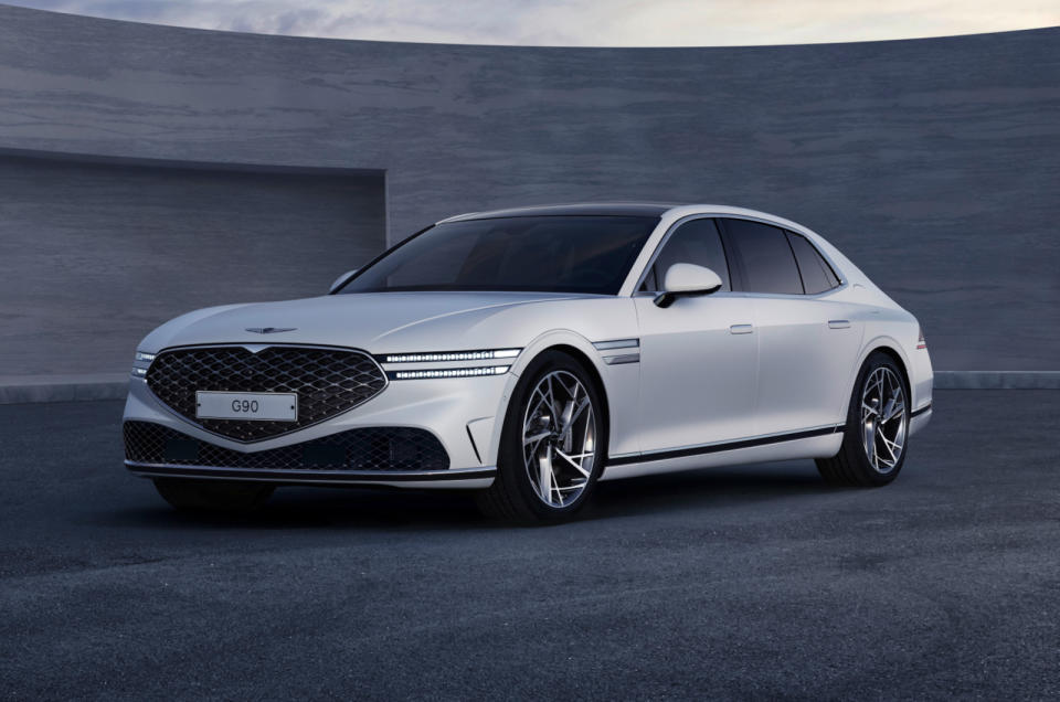 <p>The offensive of new models from Korean premium brand Genesis continues with the G90, a rival for the <strong>Audi A8</strong>, <strong>BMW 7 Series</strong>, and <strong>Mercedes S-Class</strong>. It's powered by a 3.5-litre petrol engine producing 375bhp, and features technology such as noise-cancelling interior speakers plus a system that allows it to park itself. Expect it later in <strong>2023</strong>.</p>