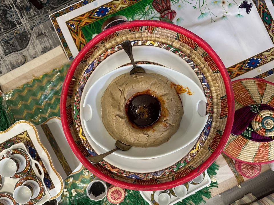 Traditional barley porridge is served with chili-flavoured melted butter. 